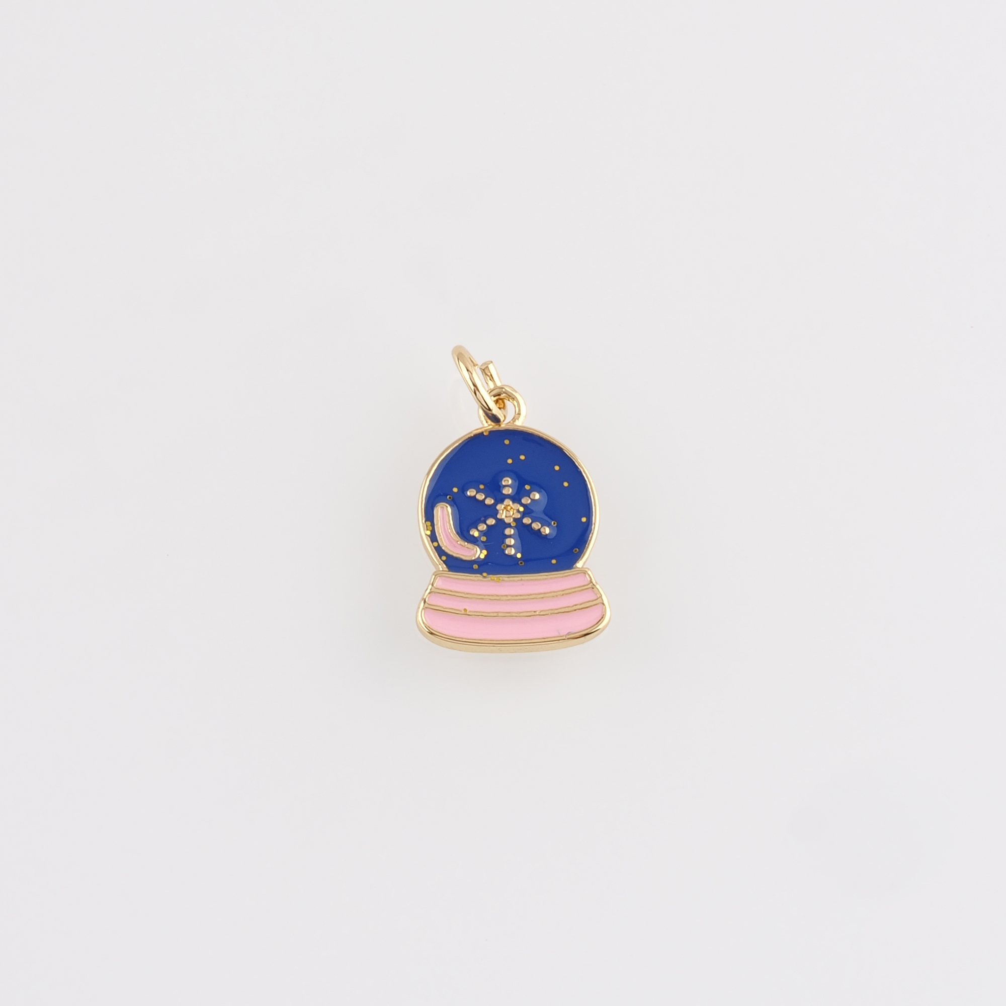 18K Gold Filled Crystal Ball Pendant,Enamel Crystal Ball Charm Earrings Necklace for DIY Jewelry Making Supply