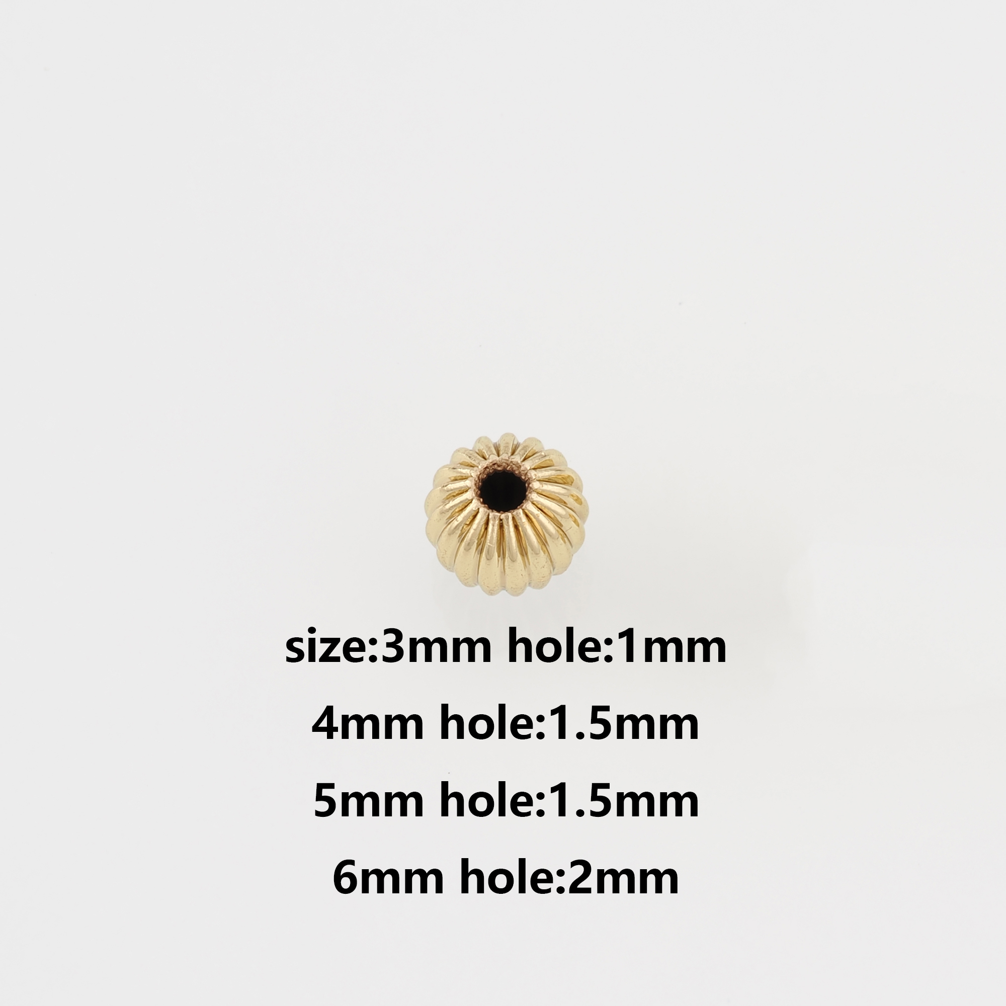50Pcs 18K Gold Filled Round Spacer Beads,Corrugated Beads for Bracelet Jewelry Necklace Making Supply