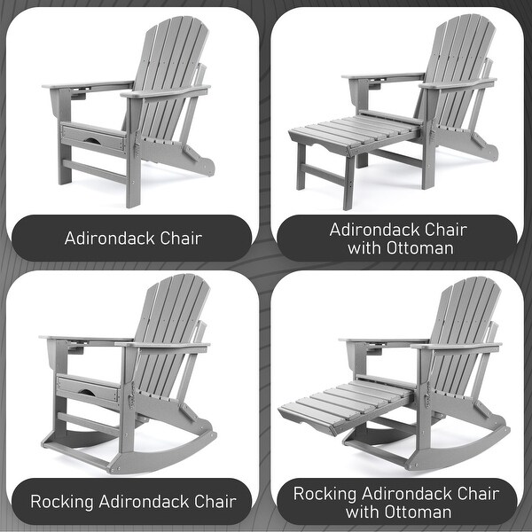 Vrakae Folding and Rocking Adirondack Chair with Ottoman