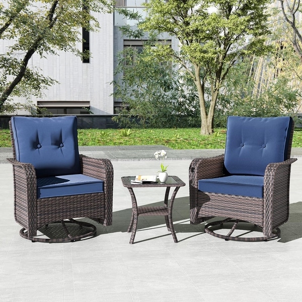 Kullavik 3 Pieces Patio Furniture Set,Outdoor Swivel Rocking Chairs