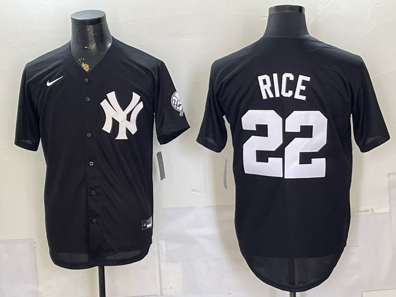 Men's New York Yankees Ben Rice #22 Black Replica Player Jersey