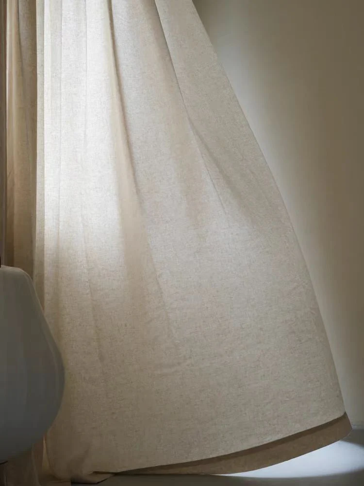 FS009 - South France Collection Th* ROW Minimalist Oatmeal Linen Living Room Bedroom Sheer Curtains