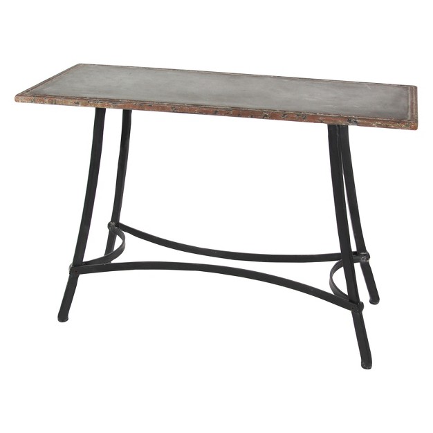 Metal Industrial Arts Style Rectangular Console Table Brown Olivia amp May
