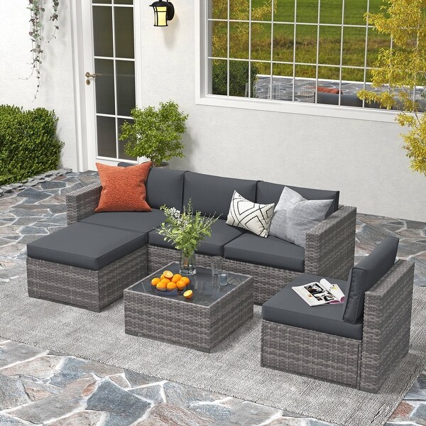 6piece Outdoor Wicker Sectional Sofa Set