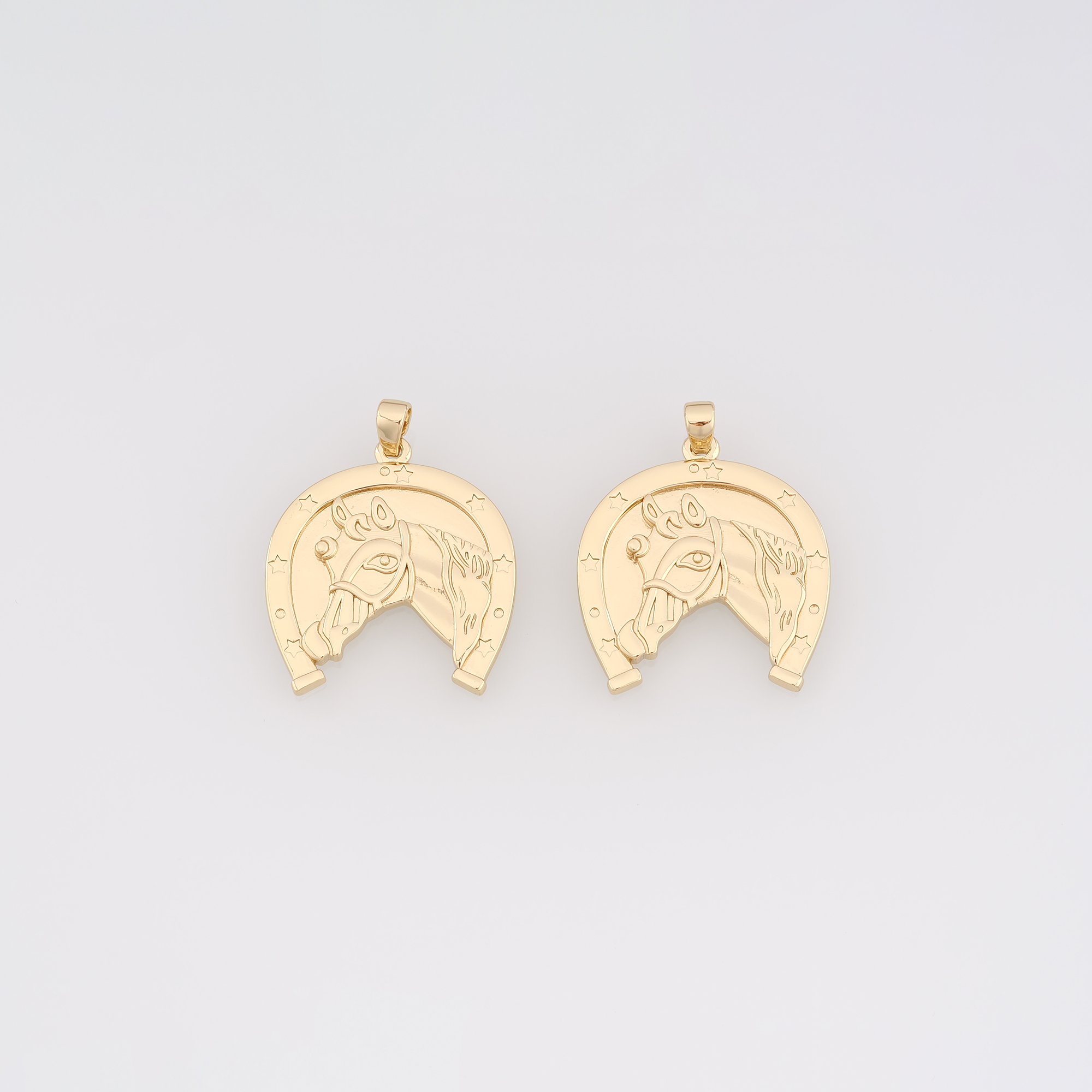 18K Gold Filled Horse Pendant,Animal Charm Earrings Necklace for DIY Jewelry Making Supply