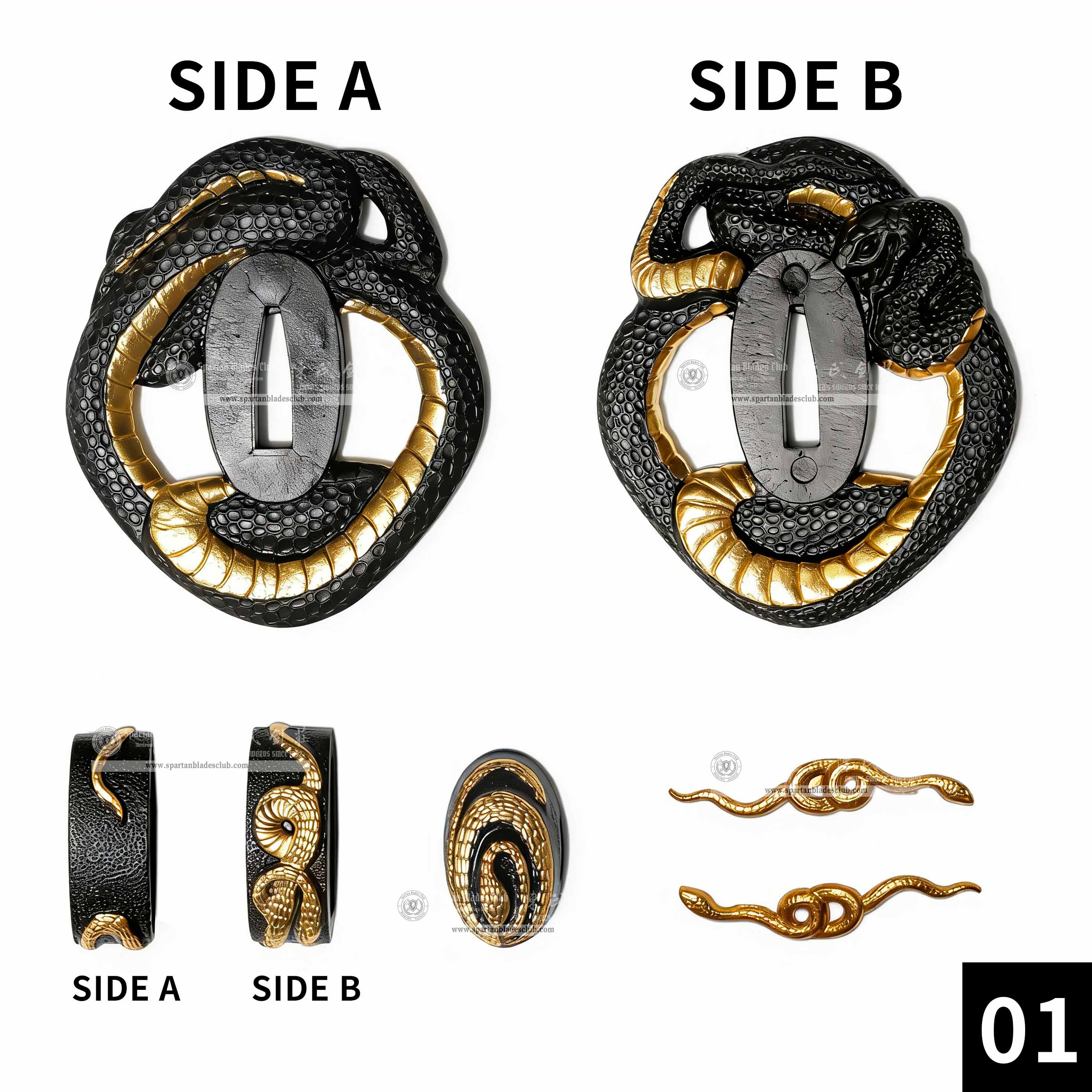 Custom Your Katana | Snake | Complete Set Fittings (Brass Gilded) | Spartan Blades Club | CHEN'S SWORDS 1892 - Spartan Blades Club - 陳氏劍莊1892