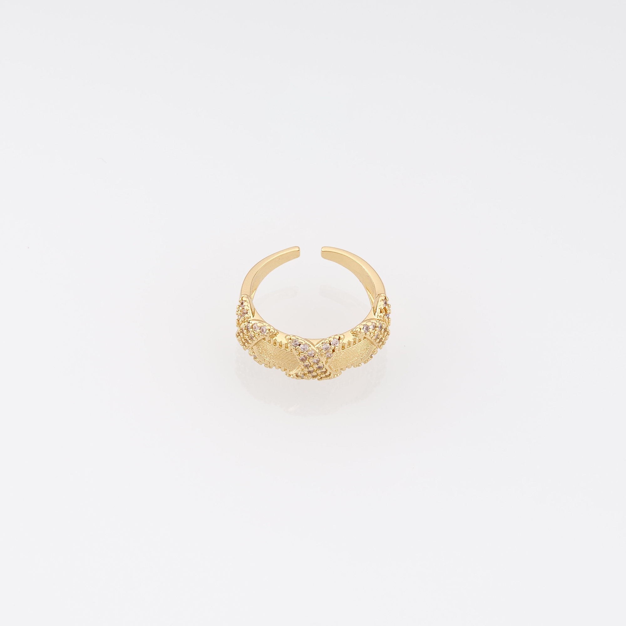 18K Gold Filled Wide CZ Ring,Dainty Zirconia Ring,Adjustable Ring,Minimalist Ring,Open Ring