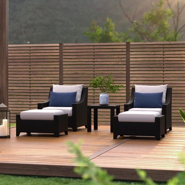 Deco 5 Piece Aluminum Outdoor Patio Club Chair and Ottoman Set