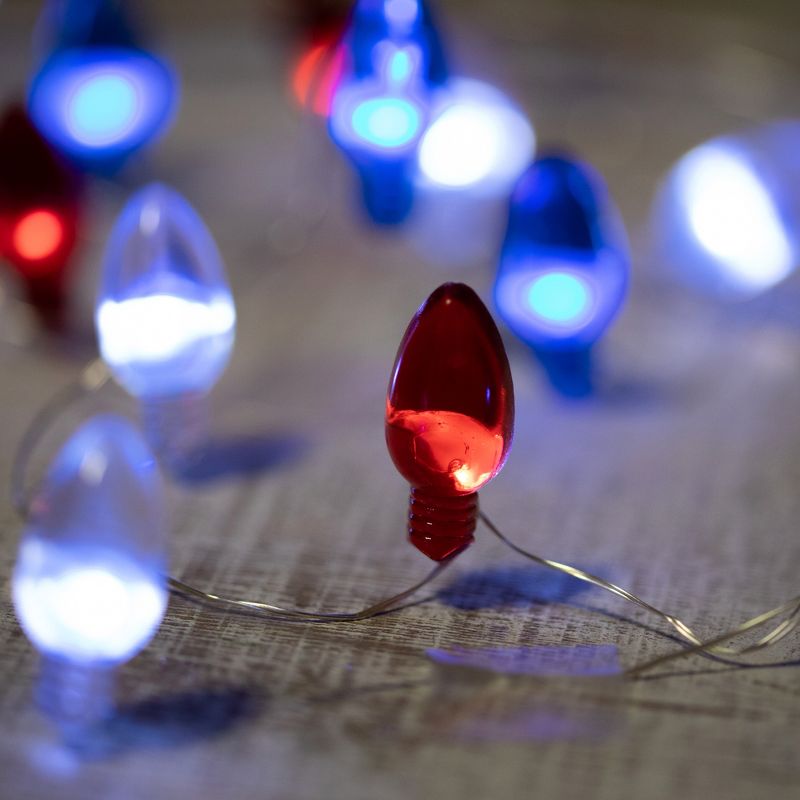 Northlight Patriotic Retro Style Bulb LED Fairy Lights - 6.25ft - Copper Wire - 20pcs