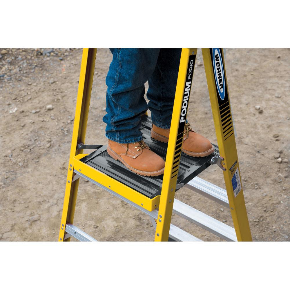 Podium 8-ft Fiberglass 375-lb Type IAA Step Ladder;