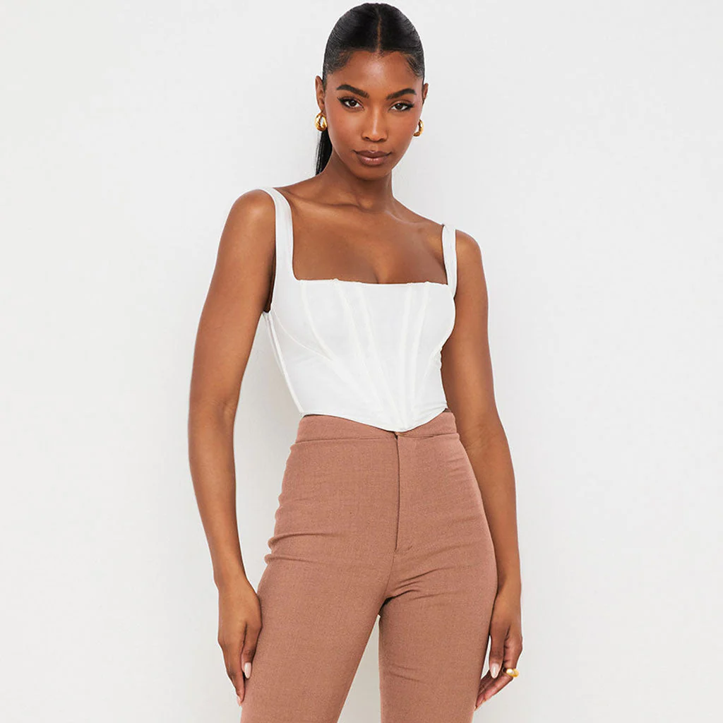 Square Neck Corset Crop TopClistos
