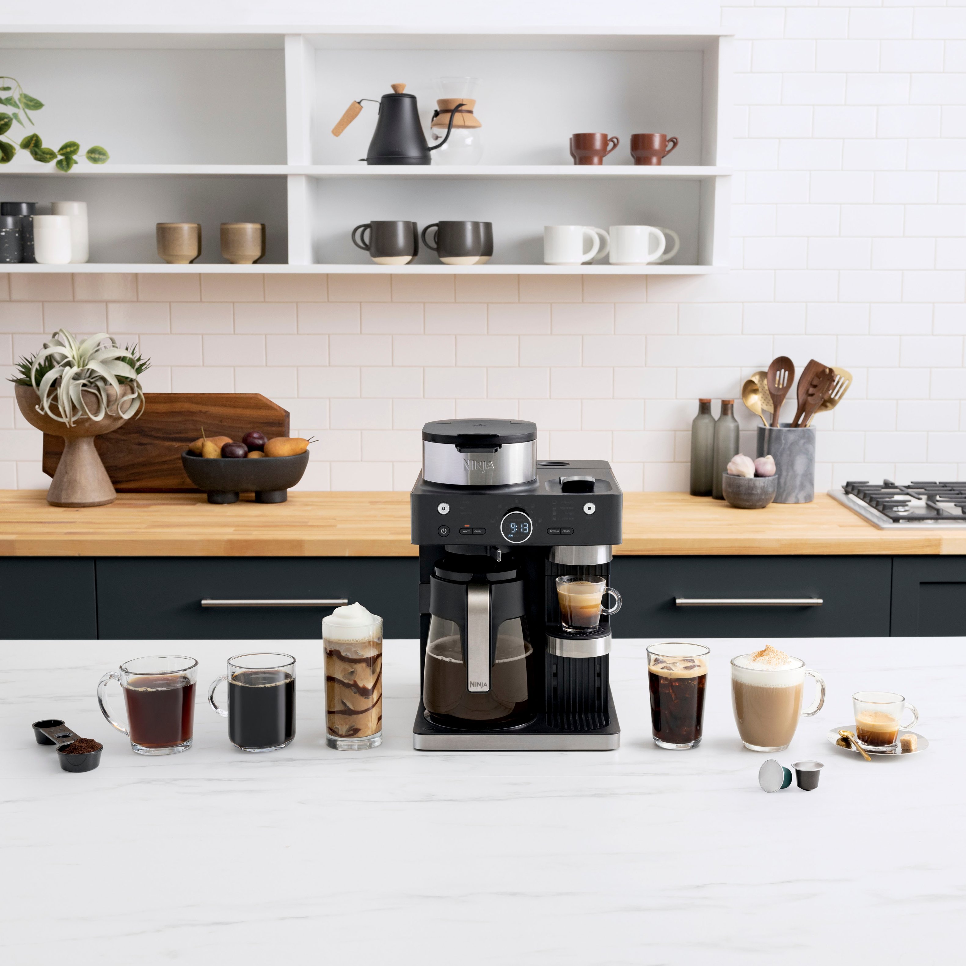 Ninja - Espresso & Coffee Barista System, Single Serve & Nespresso, with 12-Cup Carafe, 4 Styles with Ristretto - Black