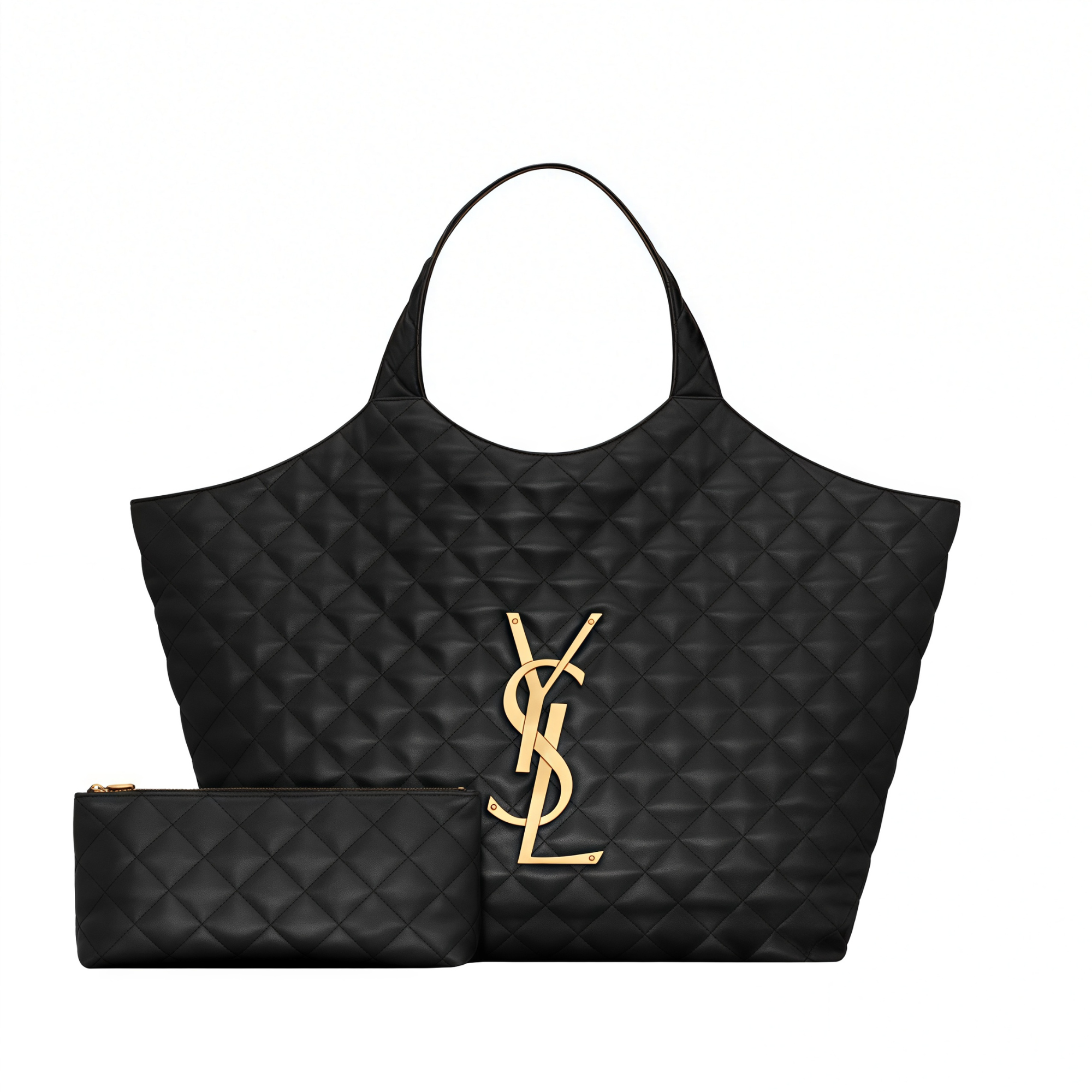 Saint Laurent Icare Maxi Shopping Bag In Quilted Black 52cm