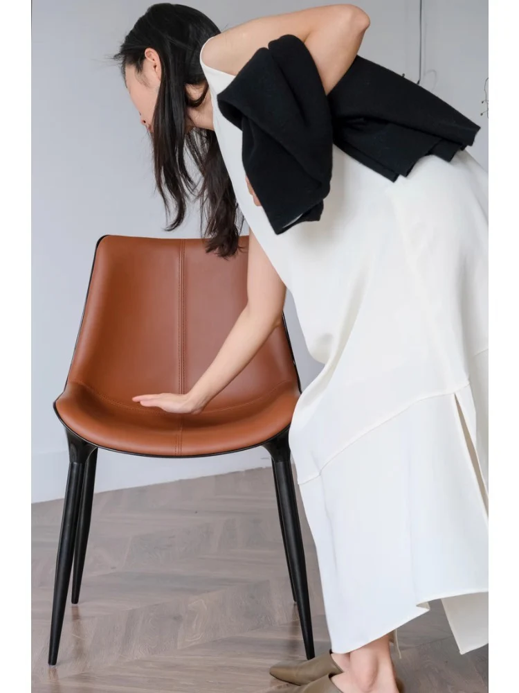 CH033 - Dining Chair - Modern HERM@S Classic Dark Brown Island Green Leather