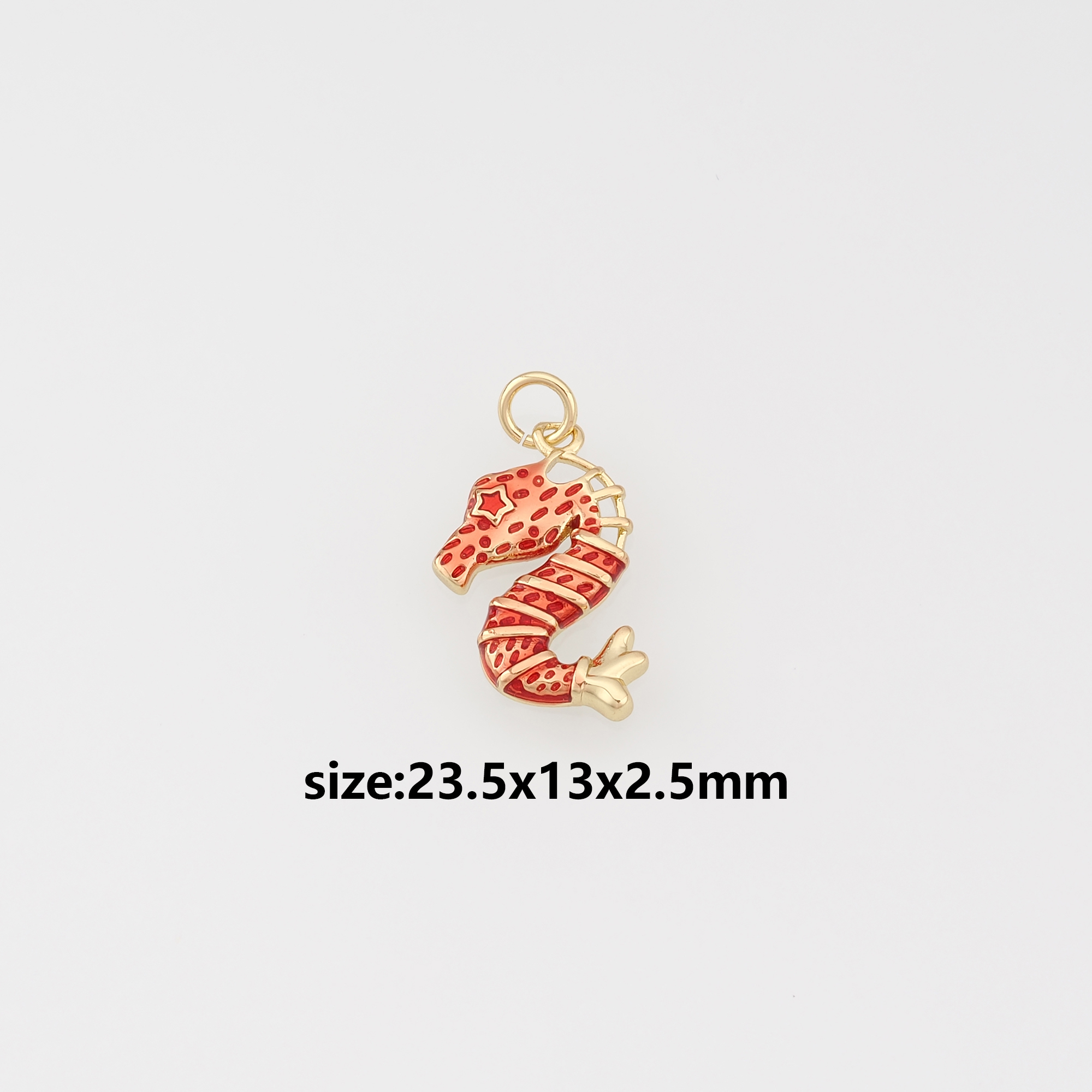 18K Gold Filled Seahorse Pendant,Enamel Seahorse Charm Earrings Necklace for DIY Jewelry Making Supply