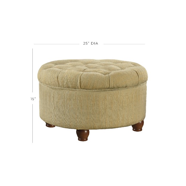 Tweed Tufted Storage Ottoman Tan cream Homepop