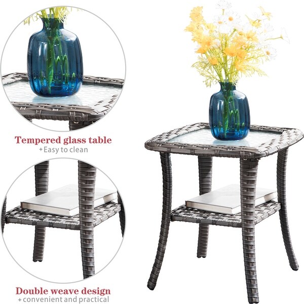 OVIOS 6piece Rattan Wicker Patio Furniture Set Swivel Gliding Chair Set