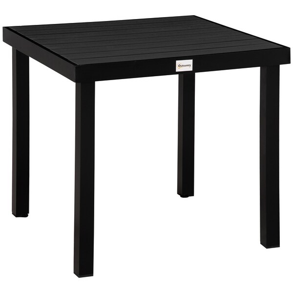 Outdoor Dining Table for 4 Person,Square,Aluminum Metal Legs for Garden,Lawn,Patio,Woodgrain Black