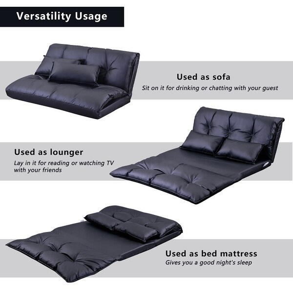 Lazy Sofa Adjustable Folding Futon Sofa with Pillows