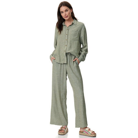 Gina Benotti Damen Leinen-Bluse mit Brusttasche
