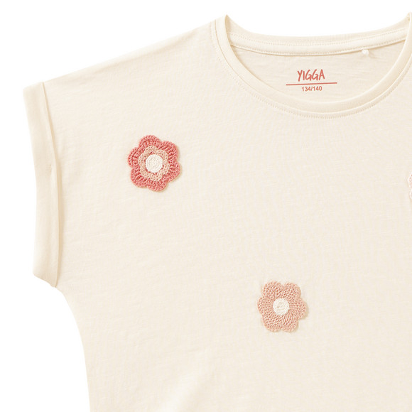 Yigga Mädchen T-Shirt mit gehäkelten Blumen