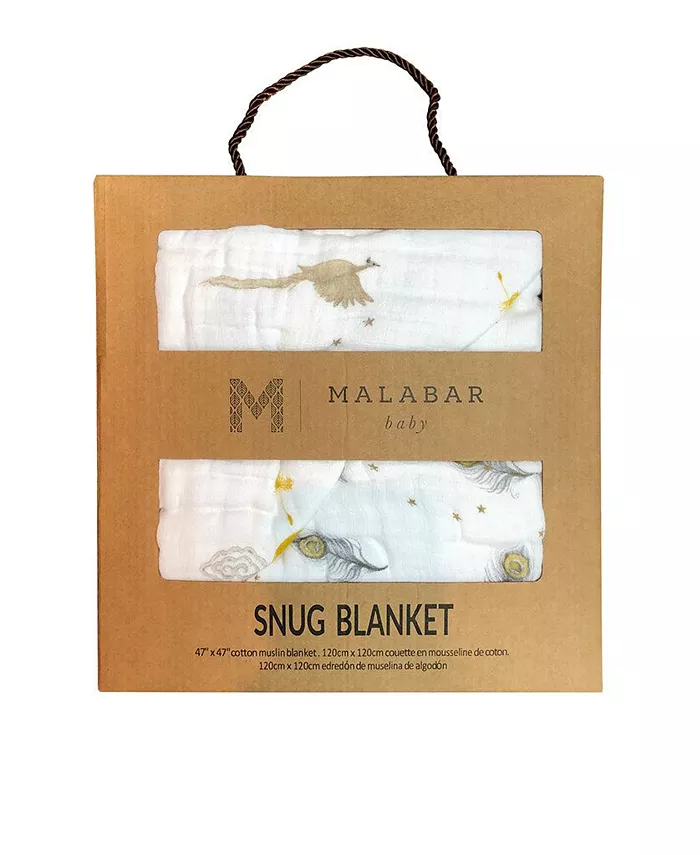 Malabar Baby Certified Organic Muslin Four-Layer Reversible All Season Snug Blanket, Peace On Earth