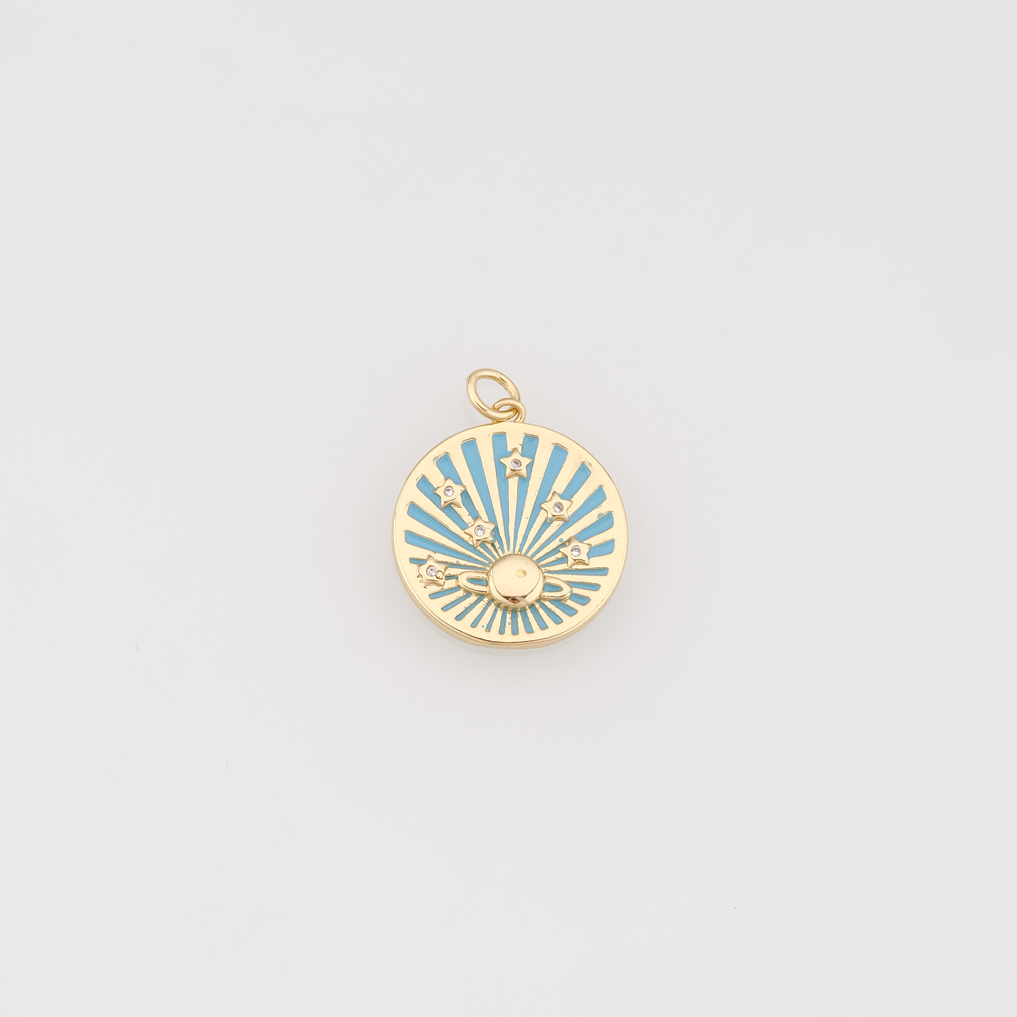 18K Gold Filled Saturn Pendant,Enamel Planet Charm Earrings Necklace for DIY Jewelry Making Supply