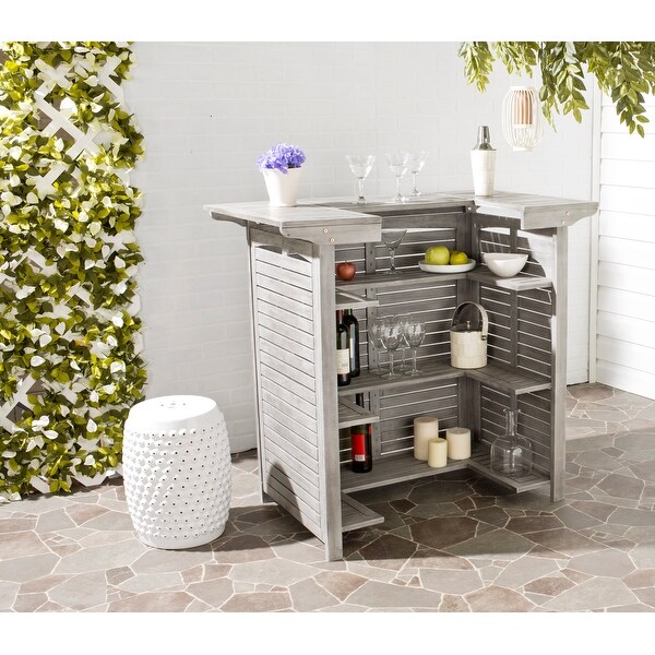 SAFAVIEH Monterey Grey Wash Acacia Bar Table