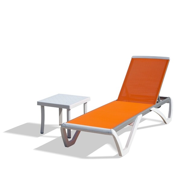 Domi Patio Chaise Lounge,AllWeather Adjustable Recliner with Wheels,Stackable