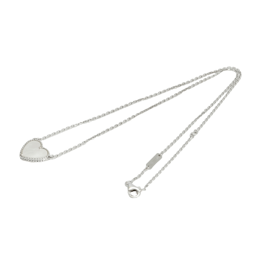 Van Cleef & Arpels Lucky Alhambra Necklace 18K White Gold Mother of Pearl