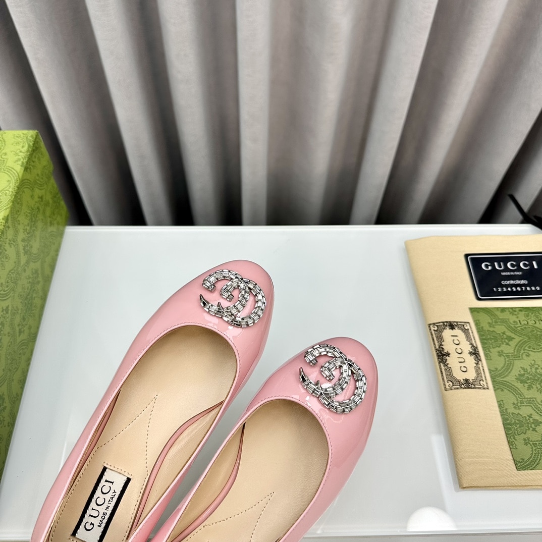 Gucci Crystal Gg Women’S Ballet Flat Pink