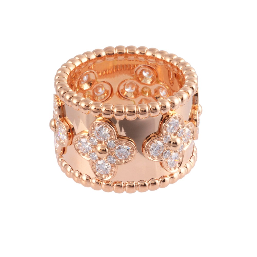 Van Cleef & Arpels Perlée Clovers Ring 18K Rose Gold Diamond VCARO9LN00