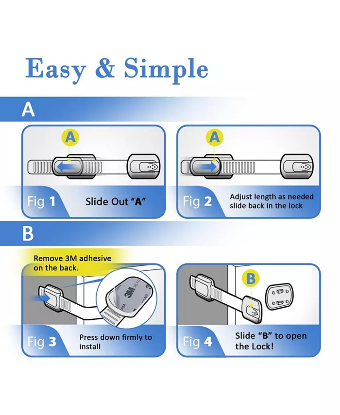 Jool Baby Multi-Use Safety Strap for Cabinets, Fridges, Drawers, Damage-Free Adhesives - Baby Safety - 12 Pack