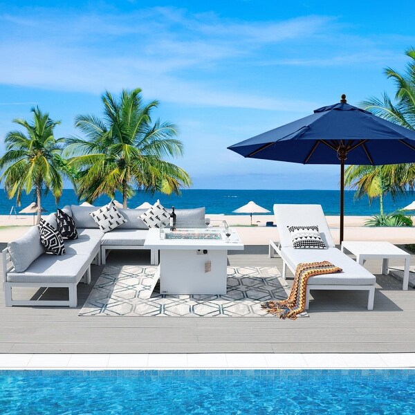 Nicesoul White Aluminum Modern Patio Furniture Sectional Sofa Set with Cushion