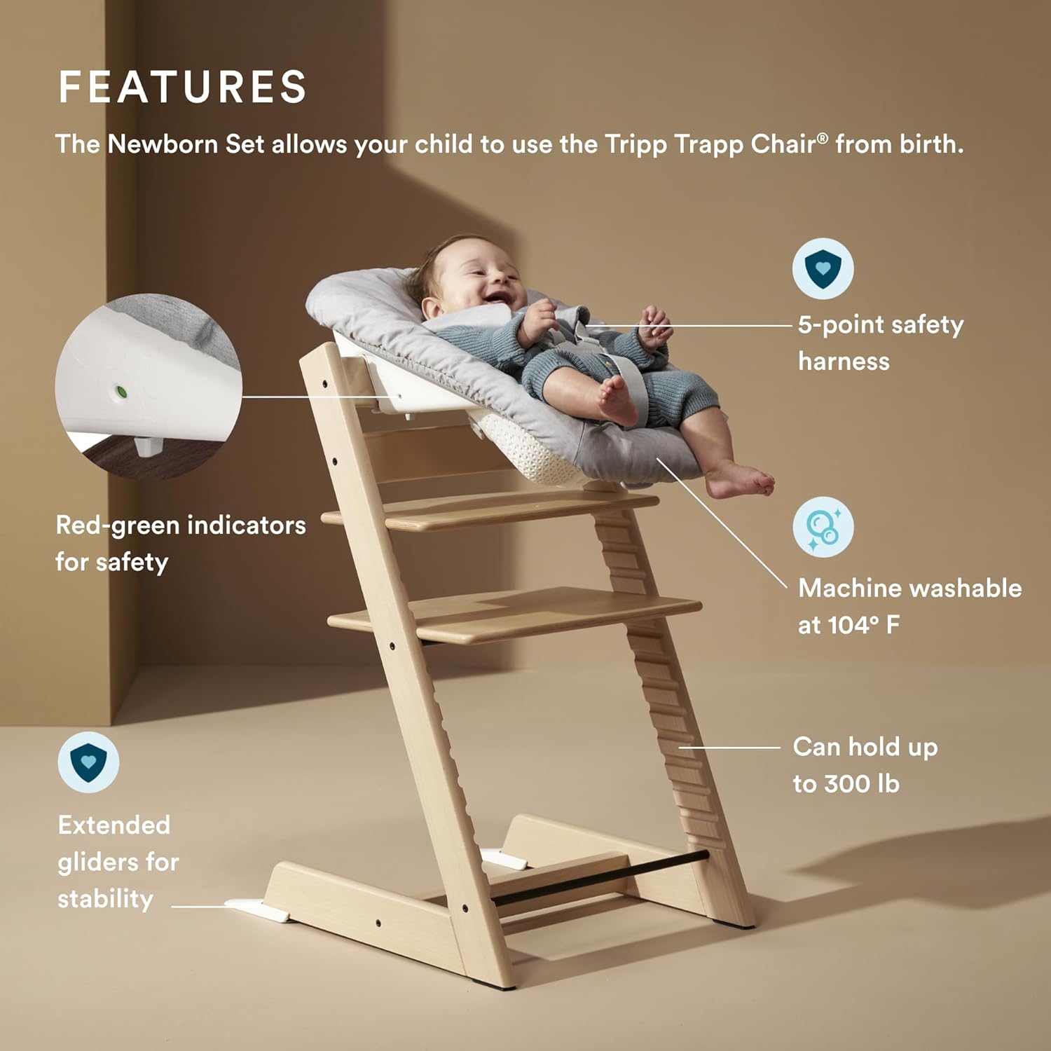 Stokke Tripp Trapp Chair + Newborn Set, Natural/Grey