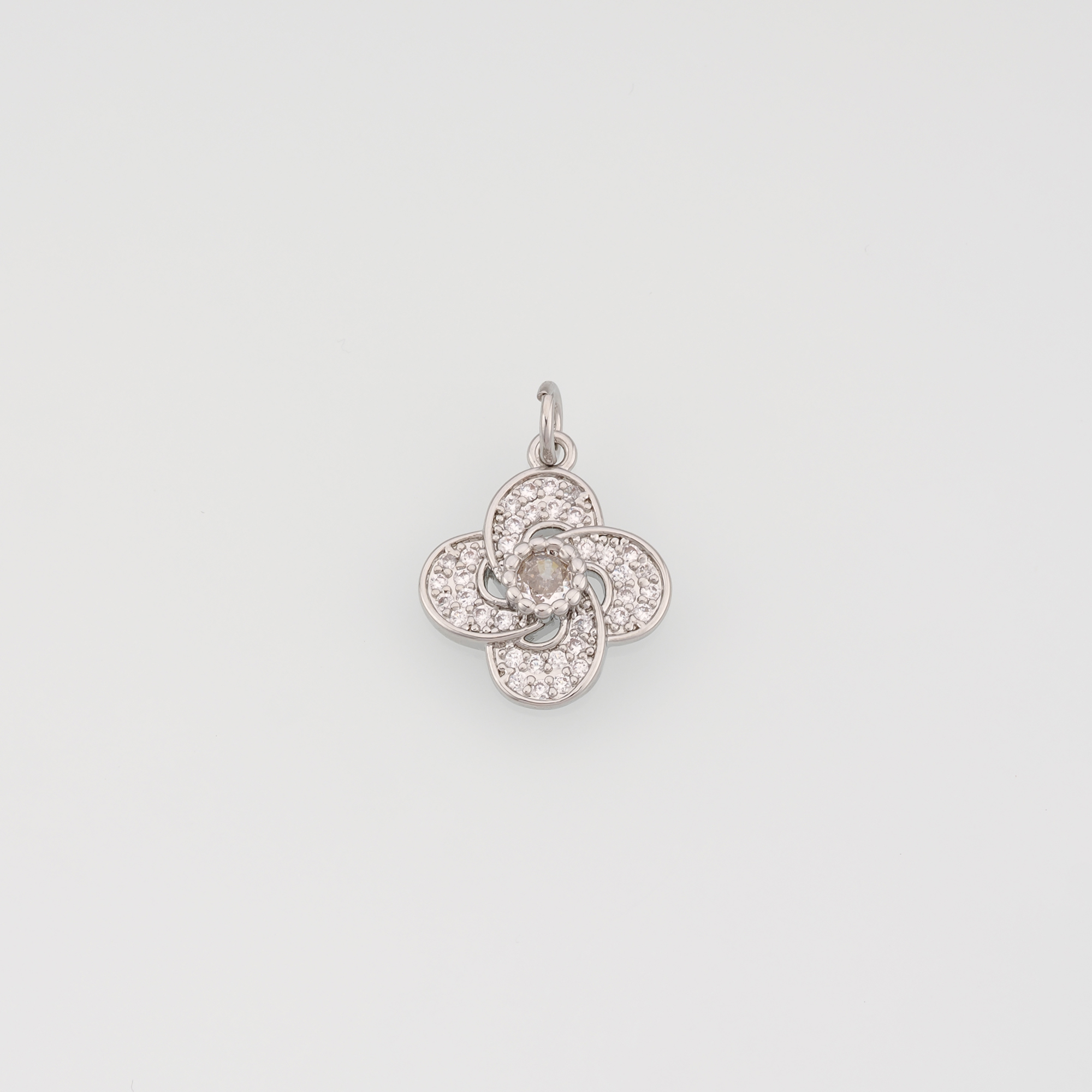 18K Gold Filled Flower Pendant,CZ Micro Pave Flower Charm Earrings Necklace for DIY Jewelry Making Supply