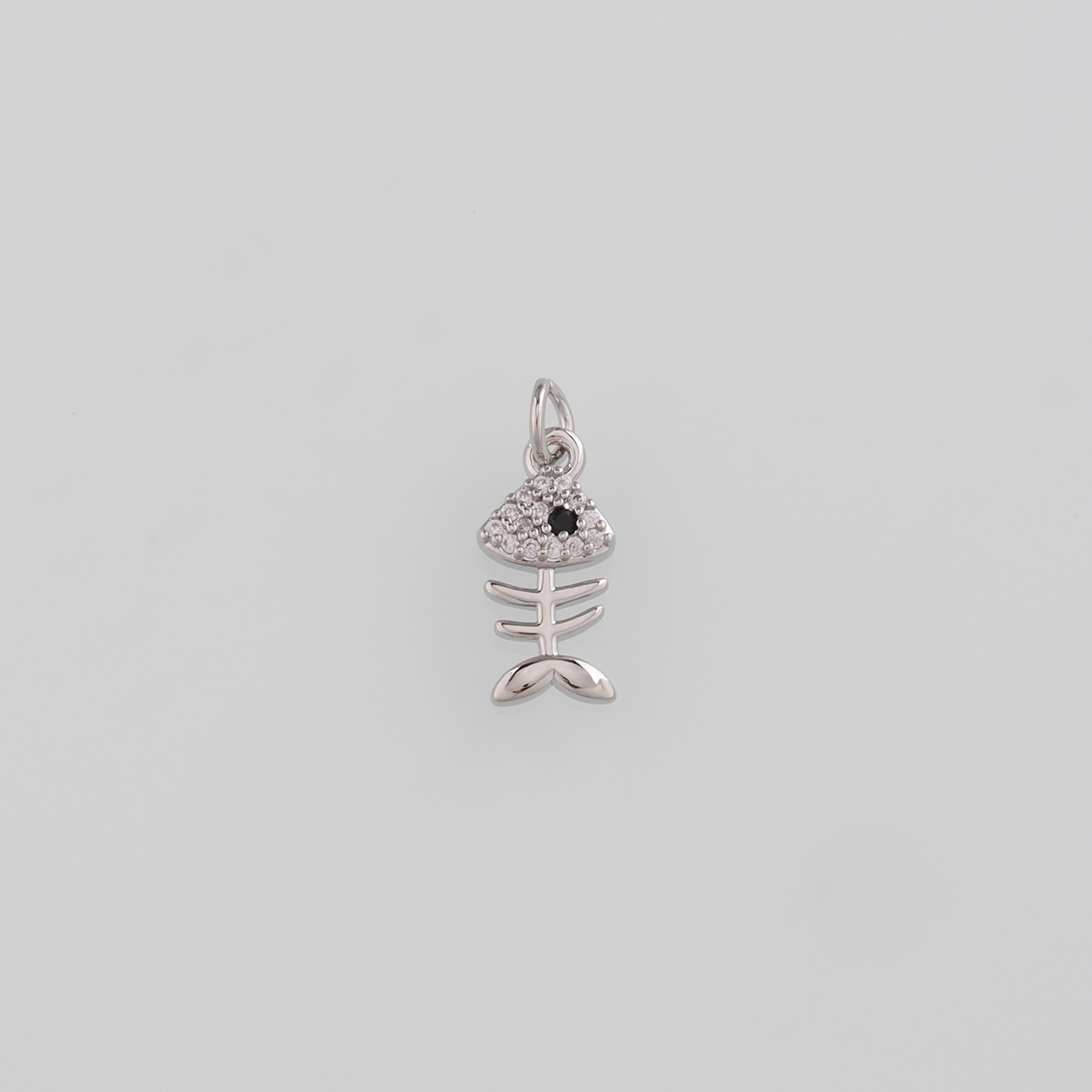 18K Gold Filled Fishbone Pendant,CZ Micro Pave Fishbone Charm Earrings Necklace for DIY Jewelry Making Supply