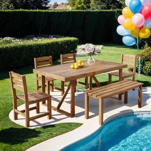 Multiscene Application Highquality Acacia Wood Outdoor Table and Chair Set,Suitable for Patio,Balcony,Backyard,Natural