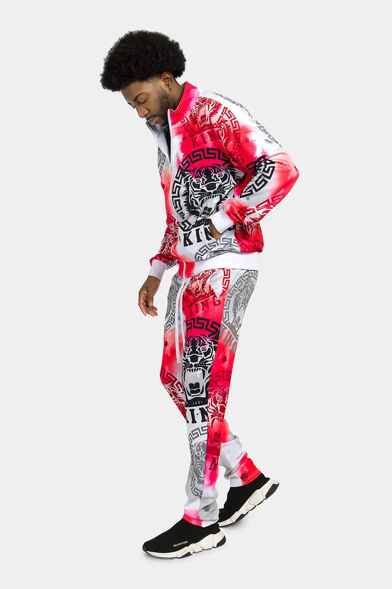 Tie-Dye Tiger King Tracksuit – Psychedelic Fusion of Wildlife Graphics & Swirling Dye Patterns