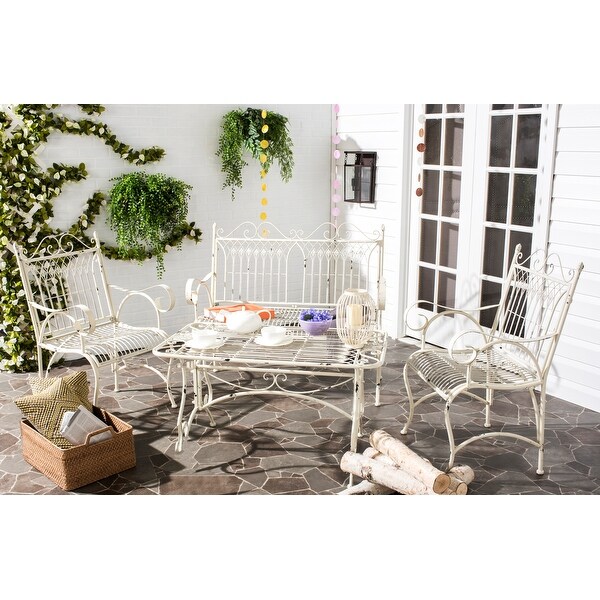 SAFAVIEH Outdoor Living Leah Victorian Scroll Iron 4Piece Patio Set