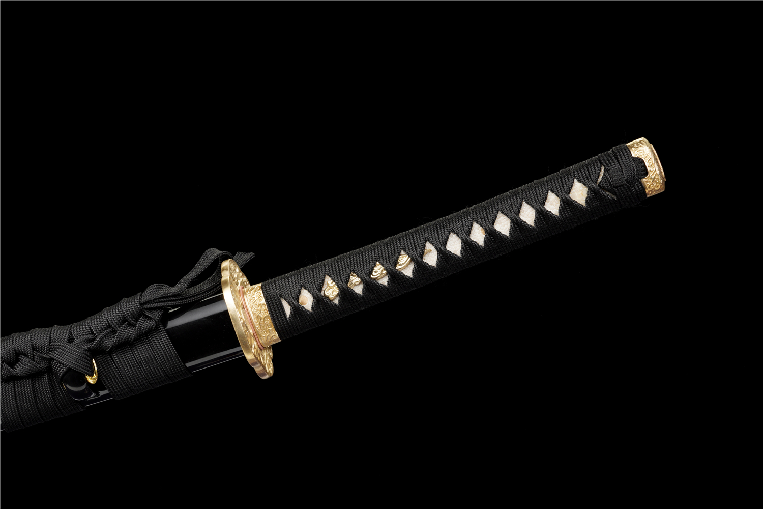 Handmade Katana Damascus Sanmai Blue Blade Phoenix Tail Copper Tsuba Full Tang