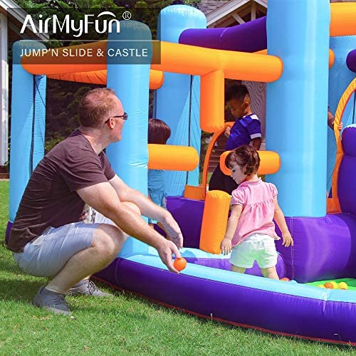 AirMyFun Bounce House Inflatable Bouncer House,Jumping Castle with Slide,Backyard Bouncing Slide,Party Bouncer House with Long Slide with Air Blower