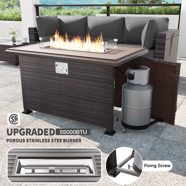 Patio Furniture Sectional Sofa Set,PE Rattan Swivel Rocking Chairs Patio Conversation Set