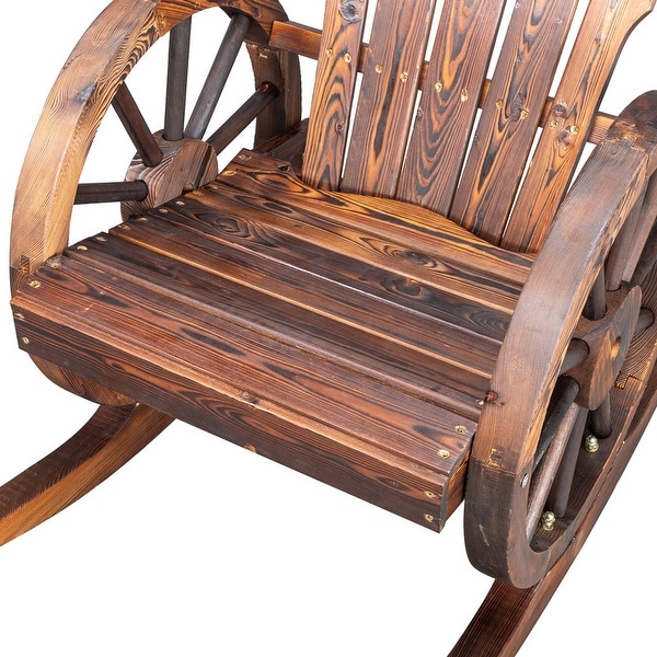 Karlhome Wagon Wheel Wood Adirondack Rocking Chair (Set of 2)