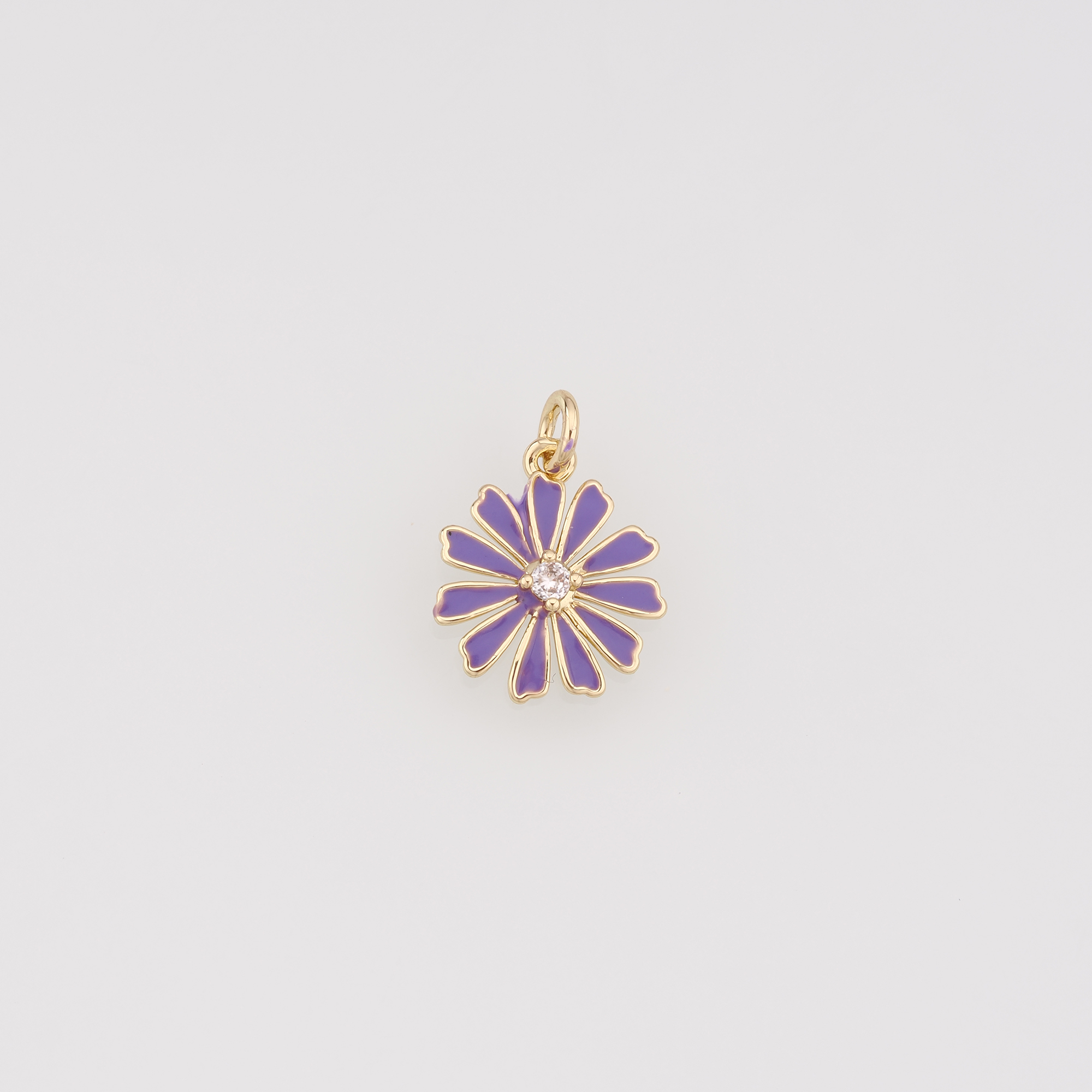 18K Gold Filled Daisy Pendant,Enamel Flower Charm Earrings Necklace for DIY Jewelry Making Supply