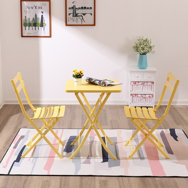 3Piece Patio Bistro Set of Foldable Table and Chairs,Dark Green
