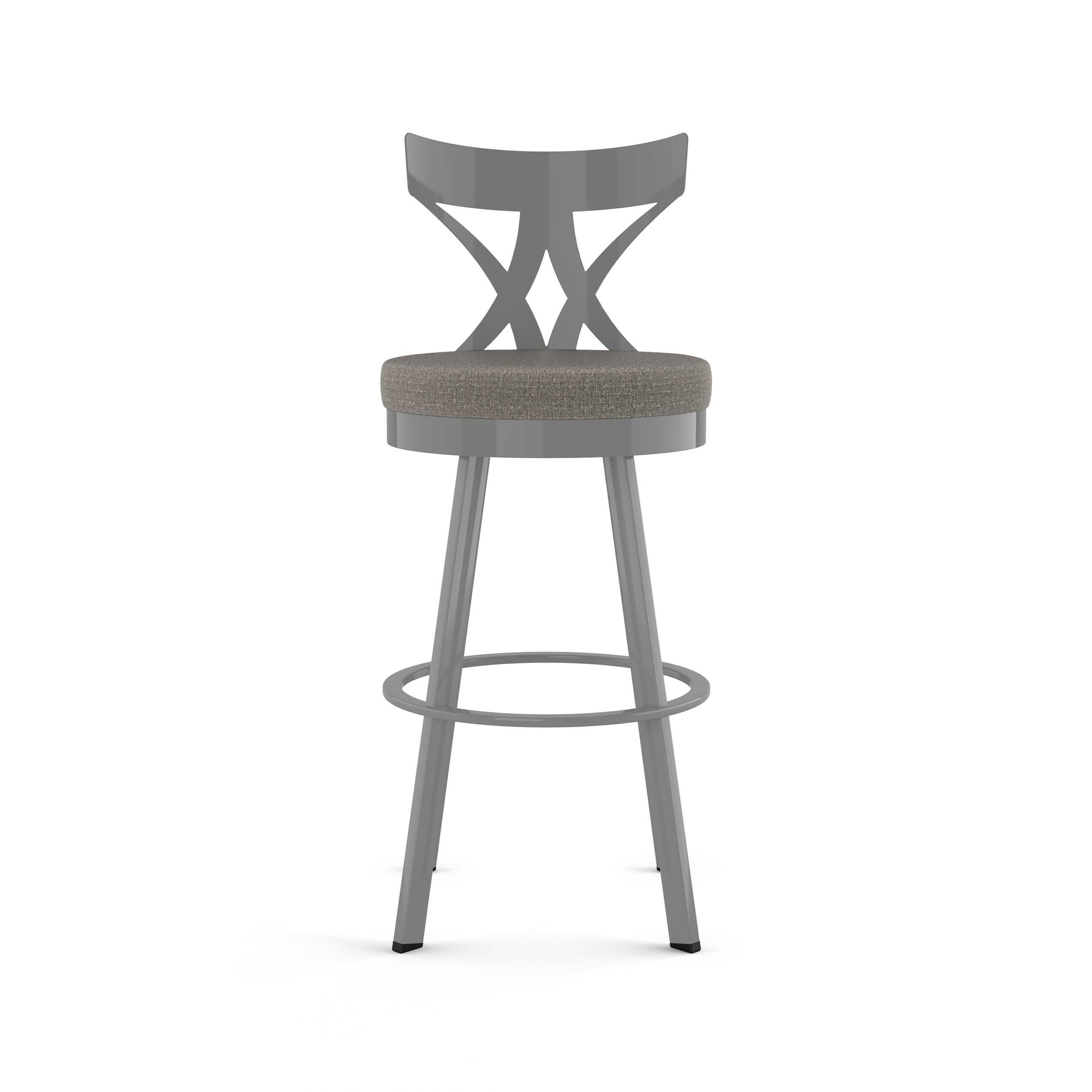 Amisco Washington Swivel 30x22 Bar Stool - Grey Woven Fabric/Black Metal