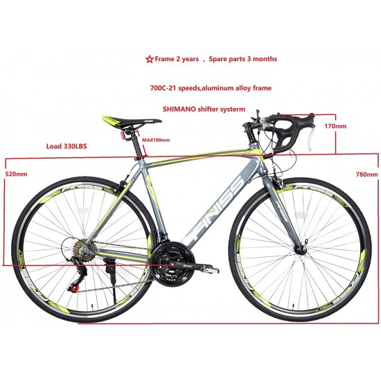 700c Road Bike Bicycles Men Adult 21-Speed Double Disc Brake Lightweight High Carbon Steel Frame Racing Bikes