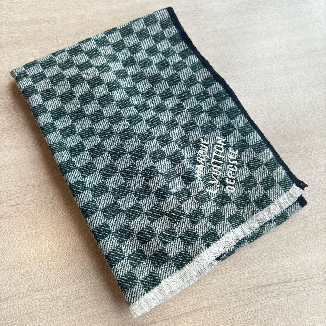 Louis Vuitton Damier Checkered Scarf Green For Women 190cm