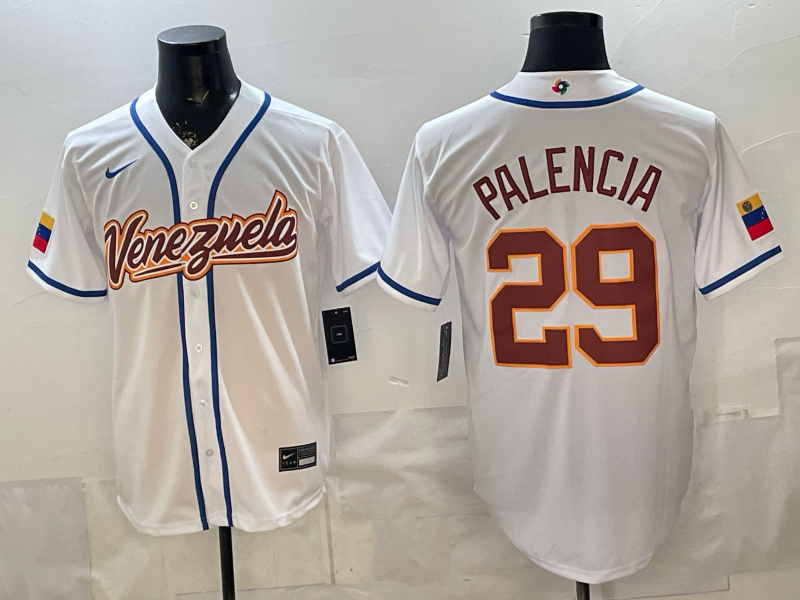 Men's Venezuela Baseball Nelson Palencia #29 White 2026 World Baseball Classic Stadium Jersey